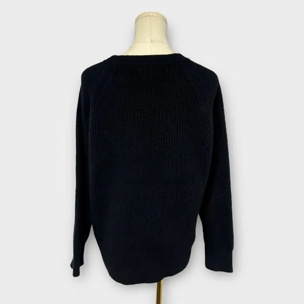 J.Crew Ribbed Cashmere Oversized Crewneck Sweater Black Size XS